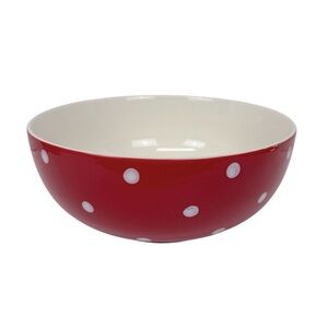 Spode Red and White Polka Dot 9.5” Serving Bowl EUC